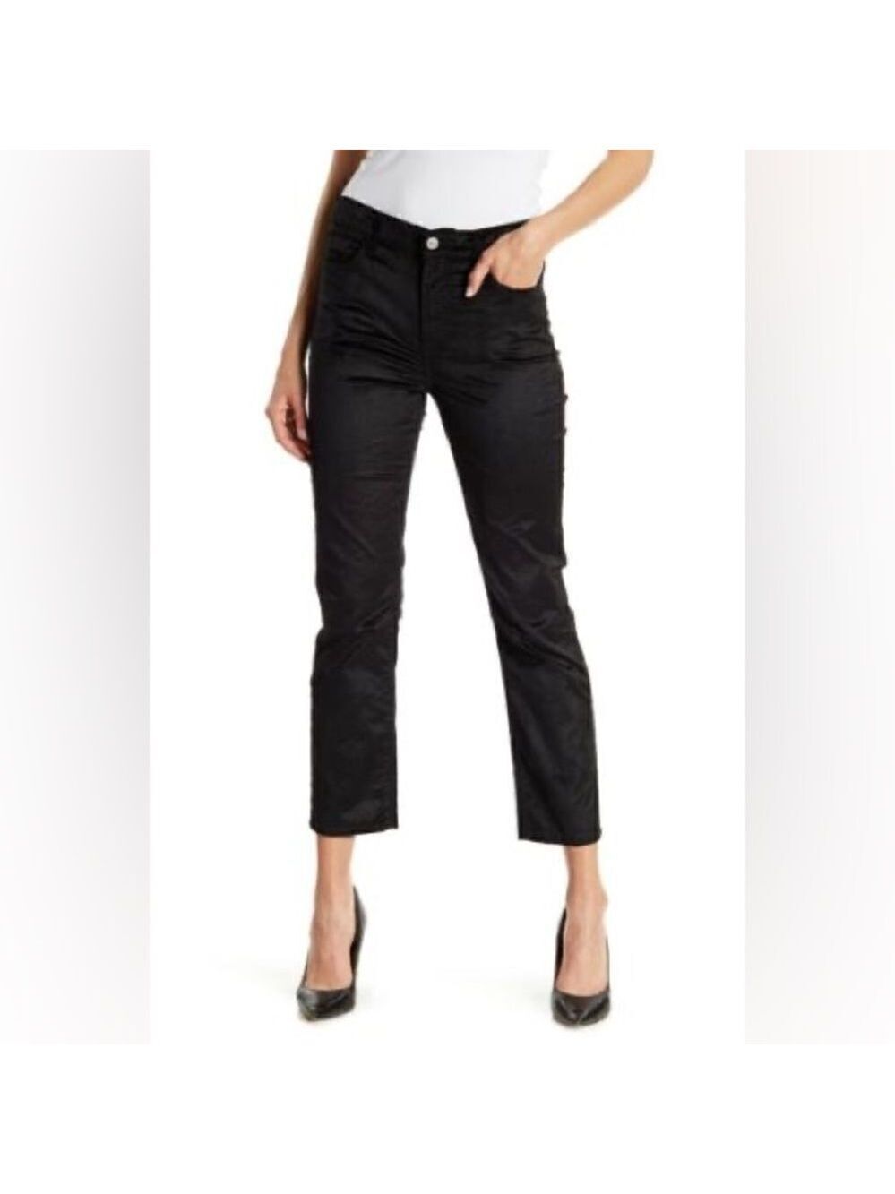 7 For All Mankind Eddie  Straight Crop Black Velvet Jean